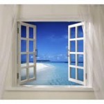 Picture of an open window and a blue sky beyond